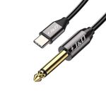 J&D USB-C to 6.35mm 1/4 inch TS Audio Cable, Gold Plated USB Type C to 6.35mm 1/4" Male Mono Interconnect PVC Shelled Aux Adapter Cable Compatible with iPhone 15/15 Plus/15 Pro/15 Pro Max, 3.3 Feet