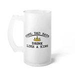 Indigifts Fathers Day Gift | Birthday Gift for Dad | Drink Like A King Printed Clear Beer Mug 470 ml - Gift for Papa-Dad-Father-Birthday, Beer Jar for Dad, Drinking Beer Glass