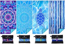 4 Pack Microfiber Oversized Lightweight Beach Towel 71"x32" XL Extra Large Thin Sand Free Towels Travel Swim Pool Yoga Gym Camping for Adults Women Men Beach Essentials Accessories Vacation Gift