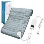 Electric Heating Pad with Automatic Shut-Off, Fast Heating Technology and Overheating Protection, 6 Temperature Levels, Safe Heating Pad with 4 Types of Timers (40 x 76 cm, Grey)