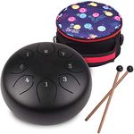 Musfunny Steel Tongue Drum 6 inch 8 Notes Handpan Drum C Major Percussion Instruments with Music Book Carry Bag Mallets for Musical Education Concert Meditation Yoga (Black)