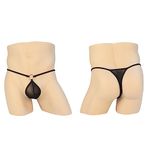 IBLUELOVER Mens Sexy G-String Thong Cosplay Low Waist Panties Mens T-back Underwear Breathable Mankini Swimwear Pouch Thong Bikini Brief Hollow Out Briefs for Boyfriend Husband Black