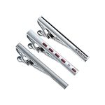 Wynameleri Tie Pins for Men, Business Shirt Tie Pinch Clip 3 Pcs Set Silver Black Necktie Parts T0303002