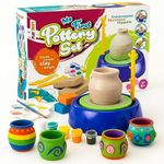 FUN NATION Pottery Making Kit for Kids | Battery Operated Pottery Wheel with Clay, Tools, Paints & Brushes | DIY Art & Craft Kit | Creative Gift for Boys & Girls