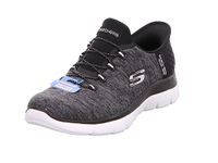 Skechers Women's Summits Hands-Free Slip-Ins – Memory Foam Insole, Heel Pillow, Vegan Materials Sneaker, Black White, 8 Wide