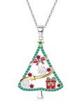 MILACOLATO 925 Sterling Silver Christmas Tree Pendant Necklace for Women Santa Snowflake CZ Crystal Pendant Necklace Christmas Jewellery Gifts with Box