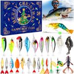 PLUSINNO Advent Calendar Fishing 2024, 24 Days Fishing Lure Advent Calendar Fishing Tackle, Christmas Countdown Advent Calendars Gifts for Adult Men Teen Boys