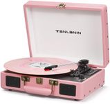 Vintage Suitcase Record Player - 3-Speed Bluetooth Portable Turntable with USB Recording, MP3 Converter RCA/AUX/Headphone Jack,Pink