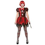 Adult Female Horror ClownHalloween Fancy Dress Costume (Women: 14-16) Black, Red