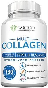 Multi Collagen Pills - 180 Collagen Pills - Type I, II, III, V & X Collagen Capsules - Unique Blend of Collagen Peptides Capsules - Wild Fish, Eggshell, Chicken & Grass-Fed Beef Collagen Supplements