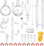 VEVOR Lab Distillation Kit, 3.3 Boro Lab Glassware Distillation Kit with 24, 40 Joint, 1000ml Essential Oil Distillation Apparatus Kit, 29 pcs Set of Glassware Equipment