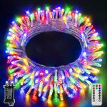 Ollny Fairy Lights Outdoor, 10m 100 LED String Light Mains Powered, Waterproof Garden Light with Remote/Plug/Modes/Timer, Bright Multicoloured Lighting Outside Indoor Patio Bedroom Party Decorations