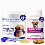 Petroyale Dog Probiotics Powder 100g + Daily One Multivitamin Chews (30) Combo – 9B+ CFU Gut Health Supplement with Prebiotics & Digestive + Omega 3-6-9, Joint, Skin & Immunity Support for Dogs