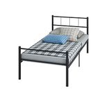 Twin Bed Frame Iron Metal Black Mattress Foundation Base Platform (Black)