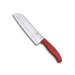 Victorinox Swiss Made Swiss Classic Santoku Knife 17 cm Straight Fluted Red| 6.8521.17C1B