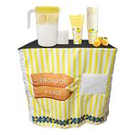 Upper Midland Products Lemonade Stand for Supplies | Lemonade Stand Table Cover | 50 Lemonade Cups Lids Straws and Lemonade Pitcher - Lemonade Stand For Kids (Yellow)