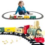 Christmas Train Set, Electric Train Set for Toddlers with Light & Sound, Battery-Powered Locomotive Engine with 3 Cars &10 Tracks, Model Train Set for 3 4 5 6 7+ Years Old Boys Gifts Kids