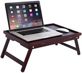 BIRDROCK HOME Bamboo Lap Tray with Black Top - Adjustable Laptop Desk - Foldable Breakfast Serving Tray - Work from Bed or Couch - Portable Laptop Stand w/Tilt Positions - Durable and Stylish Lapdesk