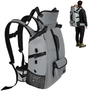 FOXFOCUS Breathable Dog Hiking Backpack Carrier for Large Dogs, Grey