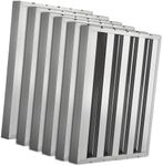 PioneerWorks 19.5" W x 15.5" H Commercial Hood Filters, 430 Stainless Steel 5 Grooves Range Hood Filters for Kitchen Exhaust Hoods, Pack of 6