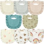 Lictin Muslin Baby Drool Bibs - 8 Pack Baby Bandana Drool Bibs Cotton Unisex, Snap Muslin Bibs for Boys Girls