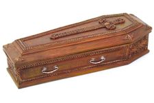 8.25 Inch Cross Embellished Coffin Jewelry/Trinket Box Figurine