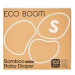 Eco Boom Bamboo Baby Diapers - Hypoallergenic, Ultra Soft Nappies Size Small (2S) - 102 pcs per Box