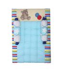 abracadabra Gadda/Mattress Set with 2 Bolsters Made in Soft Premium Luxurious Cotton for Newborns & Infants, Soft Comfortable Base, 3 Pieces, 0-2 Years (Teddy Love) - Blue