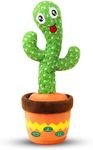 YMLTP Talking and Dancing Cactus Toy, Mimics Sounds, Plays 120 English Nursery Songs, USB Rechargeable, Soft Plush, LED Lights, Interactive Baby Gift for Boys and Girls