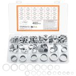 460 Pcs Metal Washers for Screws, Flat Washers Assorted Washers for Bolts, Aluminium Washers, Oil Drain Pipes Washer Gaskets for Repair Car Hydraulic, M6 M8 M10 M12 M14 M16 M18 M20 M22 M24 Washers