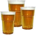 HOT BARGAINS, 100 X Clear Plastic Pint Glasses Reusable (20oz / 570ml) Heavy Duty Cups Best for Party & Events