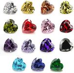 JINGANGZUO 2PCS Per Colors Total 30pcs 4x4mm Heart Shape Mix Color Cubic Zirconia Stone Loose CZ Stones for Jewelry Making