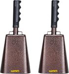 12 Inch Cowbell Noise Maker Steel Cow Bell with Handle Cheering Bell for Sports Events Large Solid Bells and Chimes Percussion Musical Instruments Call Bell Alarm (Copper) 2 Pack