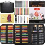 78-Piece Drawing Pencils Kit – Drawing Sketching Pencils Set with Sketchbook and Coloring Book, Drawing Sketch Sketching Pencils Kit for Adults Beginners Artists (Black)