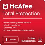 McAfee Total Protection 2024 | 1 Device | Antivirus Internet Security Software | Unlimited VPN | 1 Year Subscription | Activation Code by email