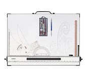 Isomars Drawing and Drafting Architect Kit Comes with Technical Board with Parallel Motion Ruler - A2 Size - 18.5" x 25" includes Set Square, Mechanical Pencil, French Curve, Technical Compass