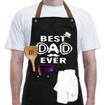 Best Dad Ever Novelty Chef Apron, BBQ Aprons For Men, Grilling Apron Gift Idea, REHAVE Aprons For Men With Pockets - Father's Day Gifts For Men, Dad, Father-in-Law Birthday Gifts for Husband, Boyfriend