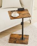 Masupu Sofa Arm Tray Table - 360° Swivel Height Adjustable End Table, Small Snack Side Table for Couch, C Shaped Table for Bed, Chair or TV Tray Table(Rustic Brown)