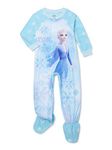 Disney Frozen Pajamas for Toddler Girls Footed Blanket Sleeper Elsa PJs (5T) Blue