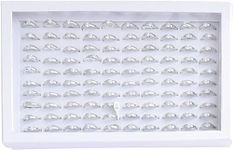 Jewelry Rings Display Tray Velvet 100 Slot Case Box Jewelry Storage Box (White)