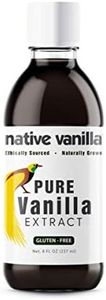 8 oz Pure Vanilla Extract - 100% Real Vanilla Extract - For Cooking, Drinks & Desserts - 100% Vegan, Sugar Free & Kosher - Non-GMO & Gluten-Free - Native Vanilla
