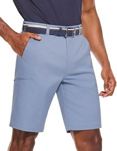 PULI Golf Shorts for Men Hybrid Dress Shorts Casual Summer Stretch Lightweight Quick Dry Breathable Flat Front Hiking Shorts with Pockets Dutch Blue Waist 34