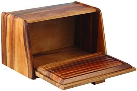 Davis & Waddell D3162 Acacia Wood Bread Box w/Bread Board Lid, Off-White