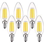 LUXRITE Vintage Candelabra LED Bulb 60W Equivalent, 550 Lumens, 3000K Soft White, LED Chandelier Light Bulbs 5W, Dimmable, Clear Glass, Filament LED Candle Bulbs, UL Listed, E12 Base (6 Pack)