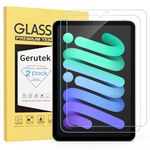 Gerutek [2 Pack Screen Protector for iPad Mini 7 (A17 Pro)/ iPad Mini 6 (8.3 inch), Tempered Glass Film Guard for iPad Mini 7th/Mini 6th Generation [Ultra Clear] [Anti Scratch] Support Apple Pencil