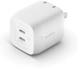 Belkin 45W Dual USB-C Wall Charger, Fast Charging Power Delivery 3.0 w/GaN Technology for iPhone 15, 13, Mini, iPad Pro 12.9, MacBook, Galaxy S23, & More - White