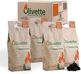 Organic Charcoal Briquettes by Olivette, Reusable Charcoal for Grilling, USDA Certified, Recycled Olive Tree Byproduct, Ready to Light, 6.6 lb. Bag Equal to 20 lb. Regular Charcoal, 4-Bag Bulk Case