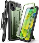 SupCase Unicorn Beetle Pro Case for iPhone 14 / iPhone 13 6.1", Built-in Screen Protector & Kickstand & Belt-Clip Heavy Duty Rugged Case (Guldan) Green