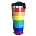 CUAJH Rainbow LGBT Pride Coffee Travel Mug, Lesbian Gay Love Insulated Tumbler with Lid for Valentine's Day, 14 OZ