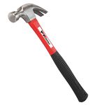 YIYITOOLS Claw Hammer with Fiberglass Handle – 16-oz, Red and Black (YY-1-003)